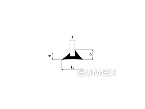 Pryžový profil tvarový, 6x13mm, 2-proud, 60°ShA, EPDM, -40°C/+100°C, černý